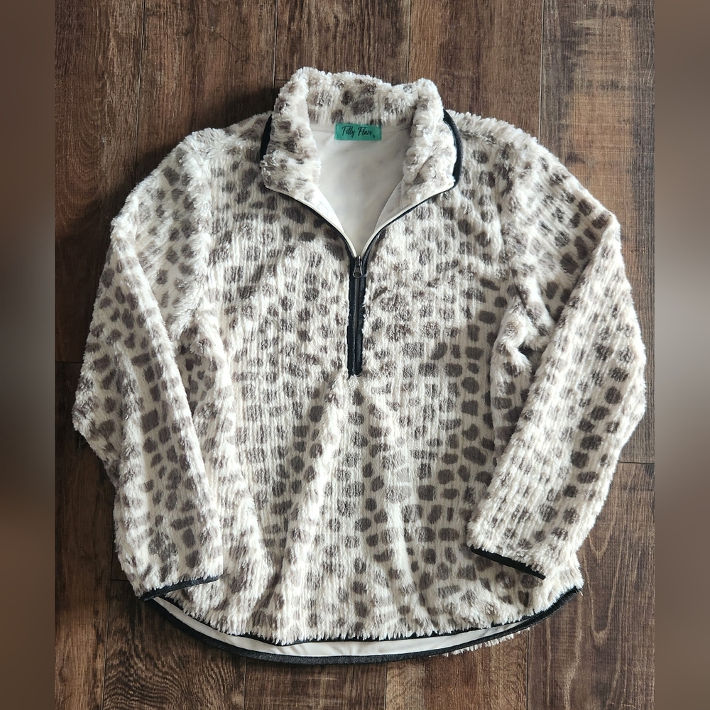 Filly Flair Cream and Brown Leopard Print Sweatshirt - Picture 1 of 1